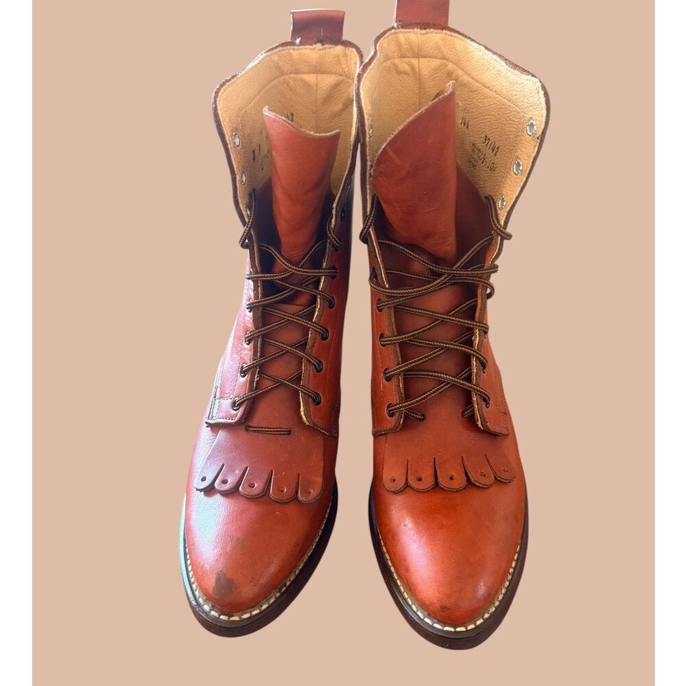 JUSTIN  L0518  Womens Packer Lace Up Western Brown Leather Boots 8M